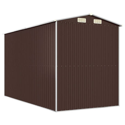 GOLINPEILO Abri de jardin extérieur en métal, grand hangar à outils utilitaire en acier, abri de jardin en acier avec doubles portes coulissantes, rangement utilitaire et outils, marron foncé 75,6"x140,6"x87,8" 75,6"x140,6"x87,8" 