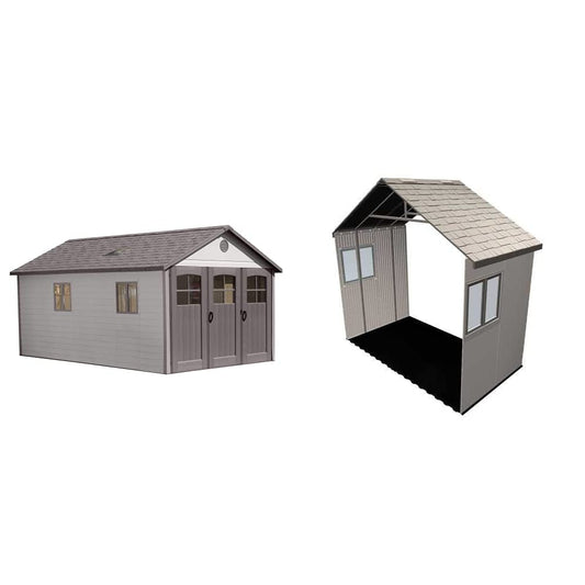 Lifetime 60236 11 x 18.5 Ft. Outdoor Storage Shed, 11 x 18.5, Desert Sand & 6426 60 Inch Extension Kit for 11 Foot Sheds, 2 Windows Included, Desert Sand 11 x 18.5 Ft. Outdoor Storage Shed + Extension Kit