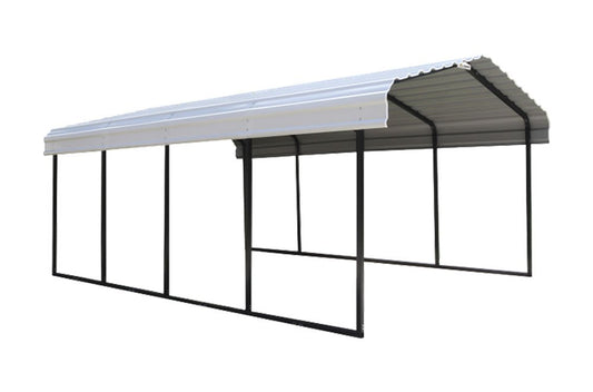 Arrow Shed CPH122907 29-Gauge Carport with Galvanized Steel Roof Panels, 12' x 29' x 7', Eggshell