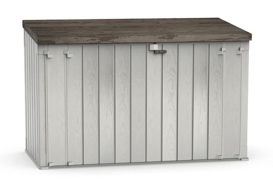 Toomax Stora Way Armoire de rangement horizontale XL pour poubelle, outils de jardin et équipement de jardin, 7' x 3,5', résistant aux intempéries, gris taupe/marron 