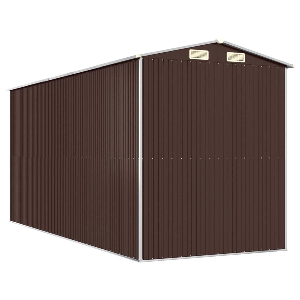 GOLINPEILO Abri de jardin extérieur en métal, grand hangar à outils utilitaire en acier, abri de jardin en acier avec doubles portes coulissantes, rangement utilitaire et outils, marron foncé 75,6"x173,2"x87,8" 75,6"x173,2"x87,8" 