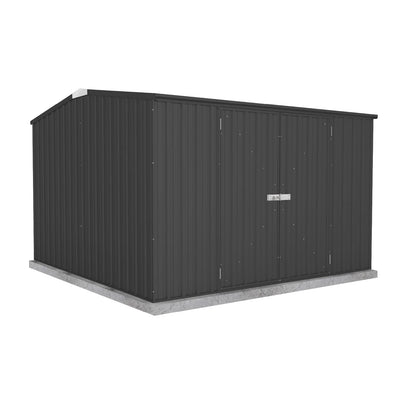 ABSCO Premier 10 x 10 pi. Hangar de rangement en métal, hangar à outils utilitaire en aluminium et en acier, rangement extérieur pour jardin, patio de pelouse, 100 m². Pi, gris monument (MN30302GK-PTX) 10'x10' 