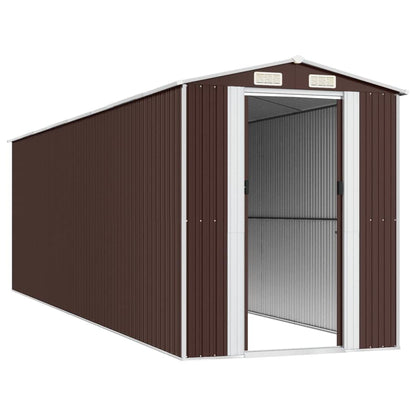 GOLINPEILO Abri de jardin extérieur en métal, grand hangar à outils utilitaire en acier, abri de jardin en acier avec doubles portes coulissantes, rangement utilitaire et outils, marron foncé 75,6"x271,3"x87,8" 75,6"x271,3"x87,8" 