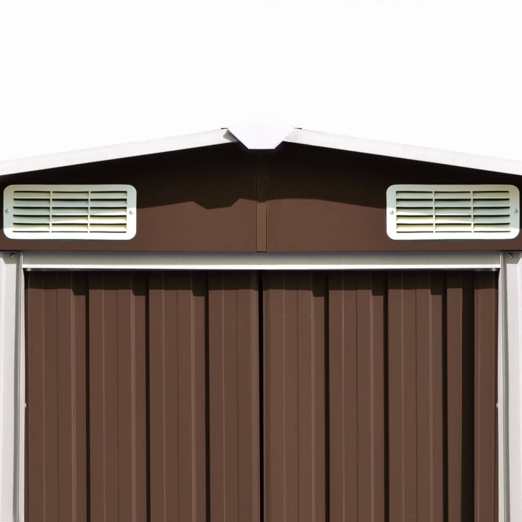 GOLINPEILO Large Outdoor Garden Shed with Sliding Doors and Vents Galvanized Steel Outdoor Tool Shed Pool Supplies Organizer Outside Shed for Backyard Yard Lawn Mower 101.2"x228.3"x71.3" Brown 101.2"x228.3"x71.3"