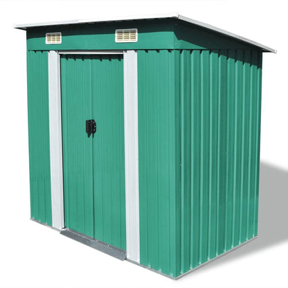 GOLINPEILO Metal Outdoor Garden Storage Shed, 74.8" x 48.8" x 71.3" Steel Utility Tool Shed Storage House, Steel Yard Shed with Double Sliding Doors, Utility and Tool Storage for Garden Patio,Green 74.8" x 48.8" x 71.3" Green