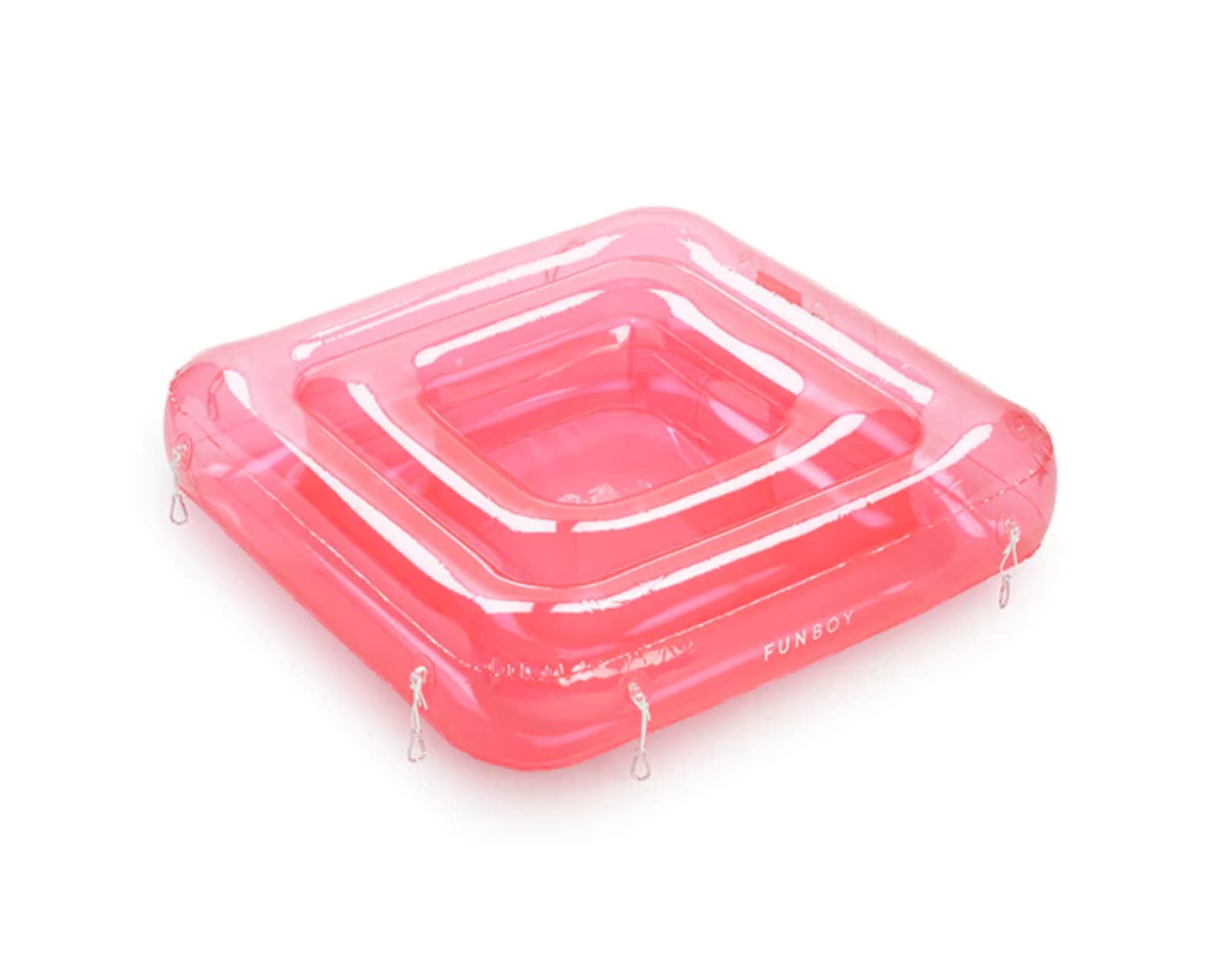 FUNBOY Clear Pink Chaise Connection Inflatable Drink Cooler, Connects Four Chaise Lounger Pool Floats, Luxury Bar Accessory Float, Perfect for a Summer Pool Party Clear Pink Chaise Connection Cooler