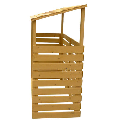 Leisure Season FS6828 Abri à bois de chauffage – Marron – Rangement extérieur couvert pour pile de bois, bûches, bois – Décoration rustique pour cour, terrasse, maison et patio – Grand support pour bûches, couverture, étagère, cabine et boîte à conteneurs 