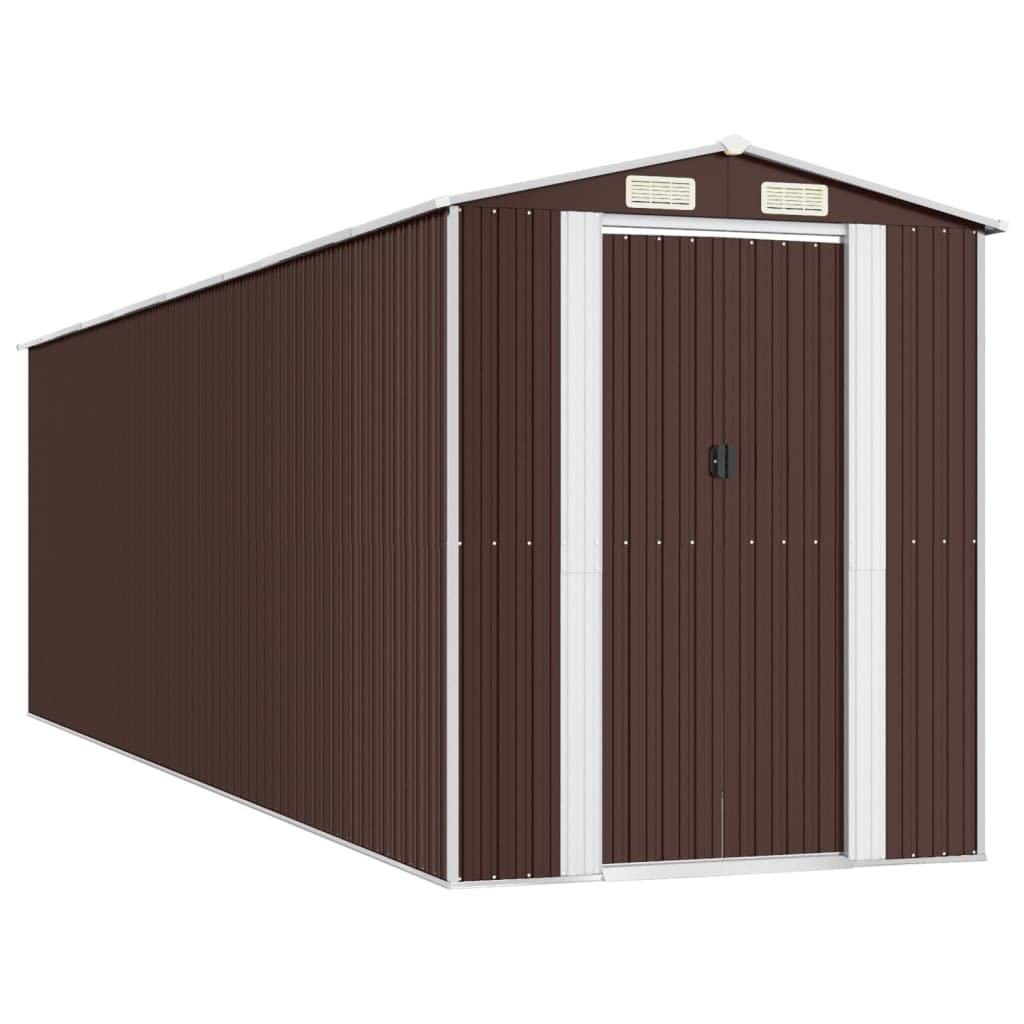 GOLINPEILO Metal Outdoor Garden Storage Shed, Large Steel Utility Tool Shed Storage House, Steel Yard Shed with Double Sliding Doors, Utility and Tool Storage, Dark Brown 75.6"x271.3"x87.8" 75.6"x271.3"x87.8"