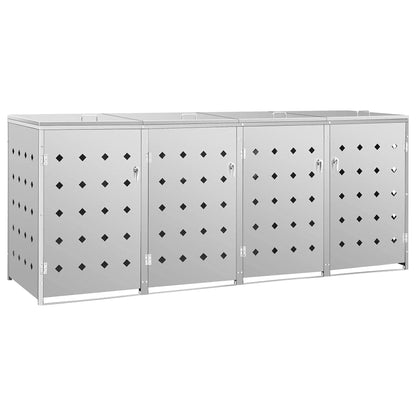 vidaXL Stockage de Poubelles, Enclos de Poubelle, Abri de Poubelle, Rangement de Poubelle Unique pour Patio Extérieur, Cour, Jardin, Acier Inoxydable 276 x 77,5 x 115 cm 