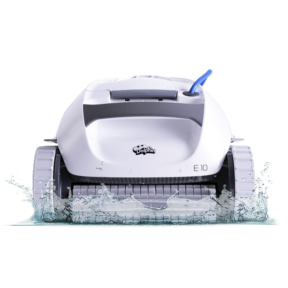 Dolphin E10 Robotic Pool Vacuum Cleaner — Powerful Active Scrubbing Brush — Easy-Access Top Load Filters for Easy Maintenance — Ideal for Above-Ground Swimming Pools up to 30 FT in Length
