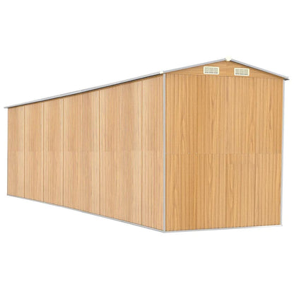 GOLINPEILO Abri de jardin extérieur en métal, grand hangar à outils utilitaire en acier, abri de jardin en acier avec doubles portes coulissantes, rangement utilitaire et outils, marron clair 75,6"x303,9"x87,8" 75,6"x303,9"x87,8" 