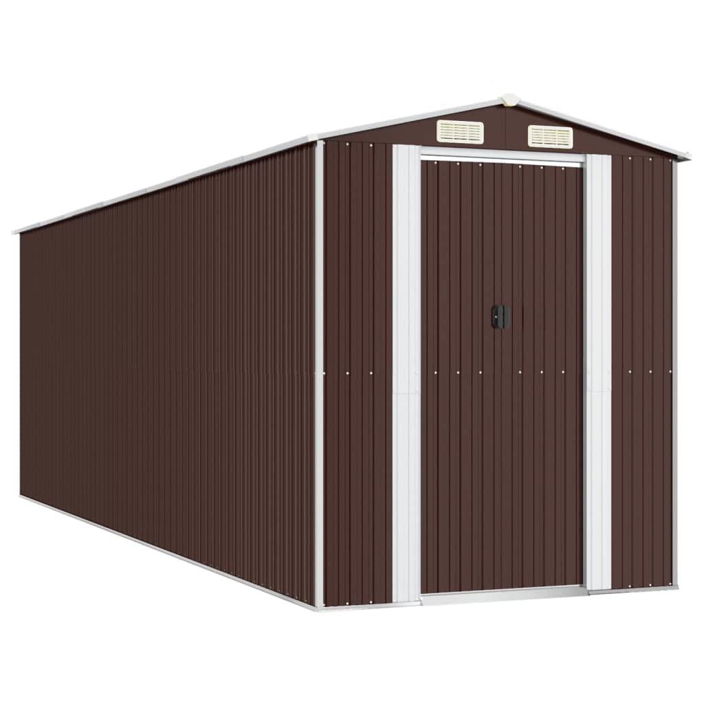 GOLINPEILO Metal Outdoor Garden Storage Shed, Large Steel Utility Tool Shed Storage House, Steel Yard Shed with Double Sliding Doors, Utility and Tool Storage, Dark Brown 75.6"x238.6"x87.8" 75.6"x238.6"x87.8"