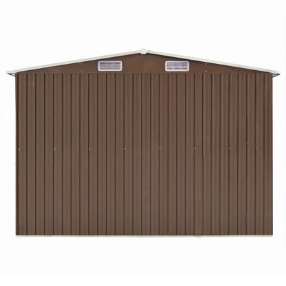 GOLINPEILO Large Outdoor Garden Shed with Sliding Doors and Vents Galvanized Steel Outdoor Tool Shed Pool Supplies Organizer Outside Shed for Backyard Yard Lawn Mower 101.2"x389.8"x71.3" Brown 101.2"x389.8"x71.3"