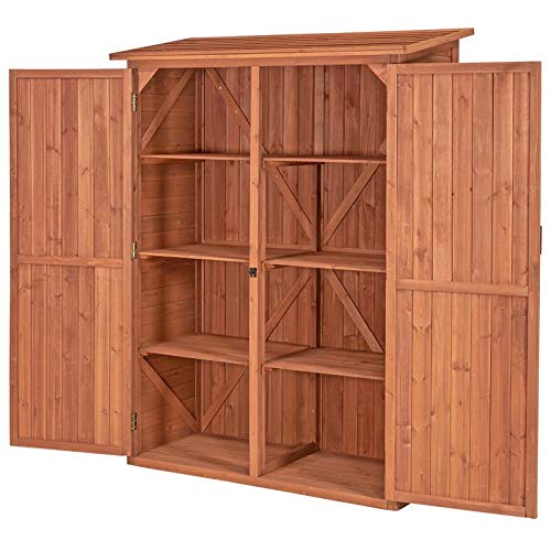 Leisure Season MCS5137 Armoire de rangement multi-compartiments – Marron – Abri intérieur et extérieur pour jardin, patio, abri de jardin, porche, garage – Organiseur d'outils et meubles avec étagères, armoires 