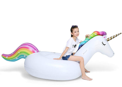 Jasonwell Big Gonflable Licorne Flotteur de Piscine Floatie Ride On avec Valves Rapides Grand Rideable Blow Up Summer Beach Piscine Party Lounge Radeau Décorations Jouets Enfants Adultes