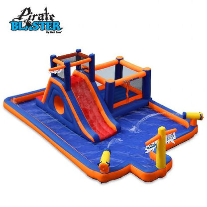 Blast Zone Pirate Blaster - Parc aquatique gonflable avec souffleur - Grand - Toboggan - Mur d'escalade - Bounce House - Tunnel