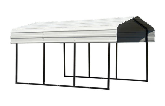 Arrow Shed CPH102907 29-Gauge Carport with Galvanized Steel Roof Panels, 10' x 29' x 7', Eggshell Carport Only 10' x 29' x 7'