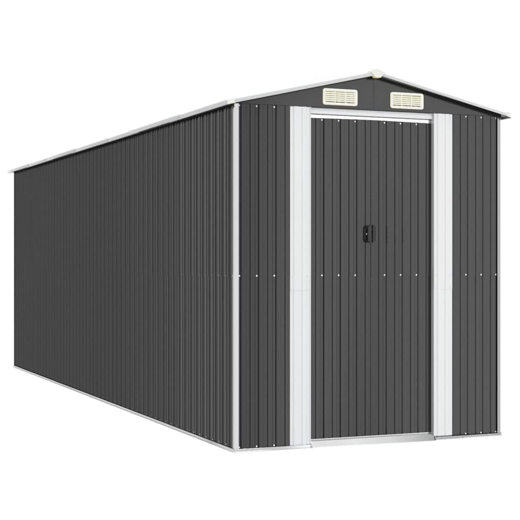 GOLINPEILO Abri de jardin extérieur en métal, grand hangar à outils utilitaire en acier, abri de jardin en acier avec doubles portes coulissantes, rangement utilitaire et outils, anthracite 75,6"x238,6"x87,8" 75,6"x238,6"x87,8" 