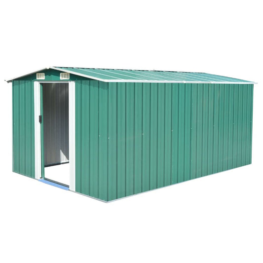 CHARMMA Outdoor Garden Storage Shed with Sliding Doors and Vents Galvanized Steel Outdoor Tool Shed Pool Supplies Organizer Green for Patio, Backyard, Lawn 9'x13'x6'(W x D x H) 101.2" x 154.3" x 71.3"