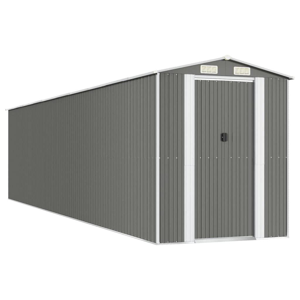 GOLINPEILO Metal Outdoor Garden Storage Shed, Large Steel Utility Tool Shed Storage House, Steel Yard Shed with Double Sliding Doors, Utility and Tool Storage, Light Gray 75.6"x336.6"x87.8" 75.6"x336.6"x87.8"