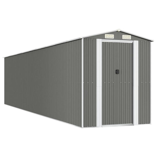 Gecheer Garden Shed Galvanized Steel, Garden Tool Storage Shed with Vent Outdoor Storage Shed Organize Storage House with Door for Backyard Garden Patio Lawn - Light Gray 75.6" x 336.6" x 87.8" 75.6 x 336.6 x 87.8