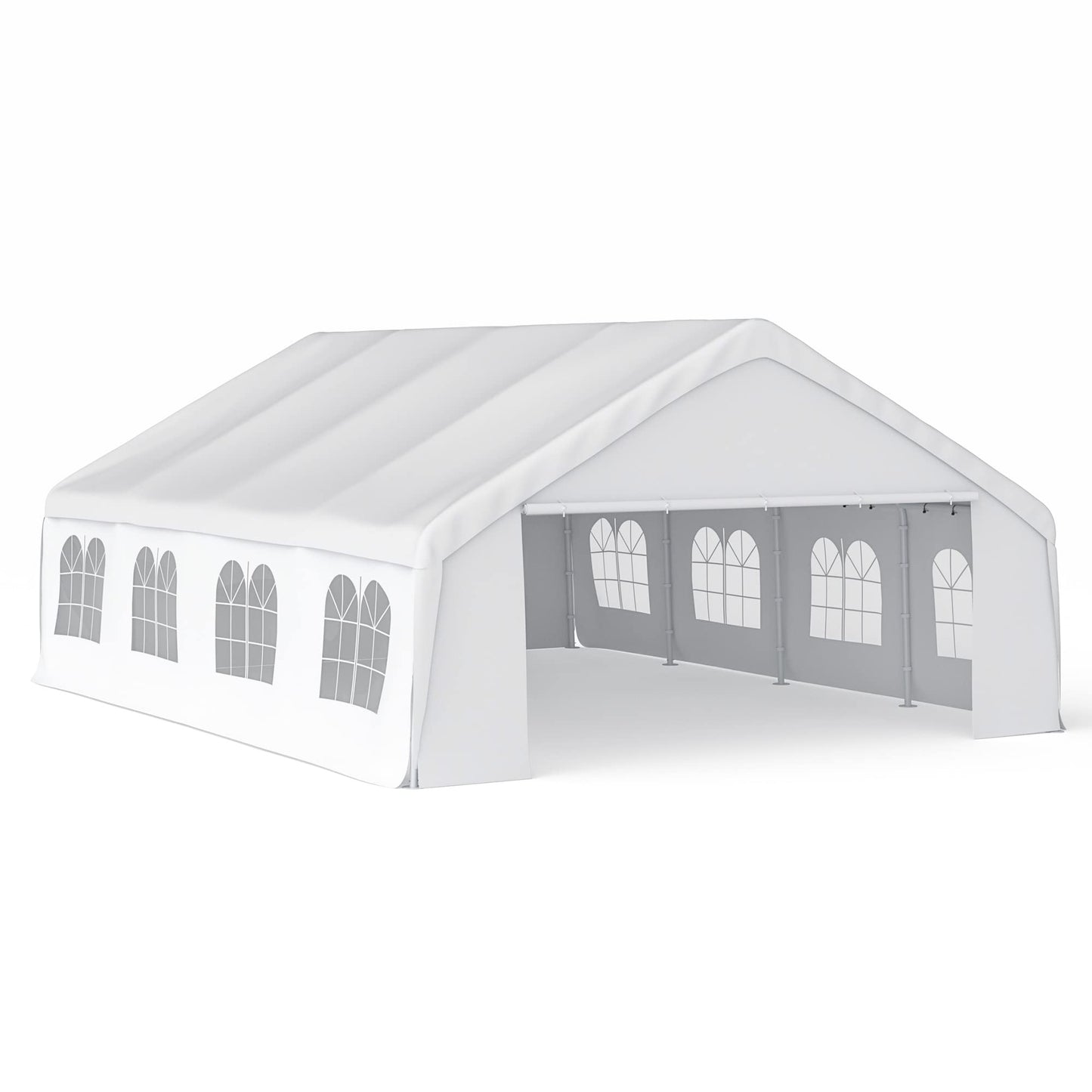 Morngardo Canopy Tent for Parties Heavy Duty 20'x26' Car Tent Metal Carport Portable Garage with Removable Sidewalls, White 20'x26'