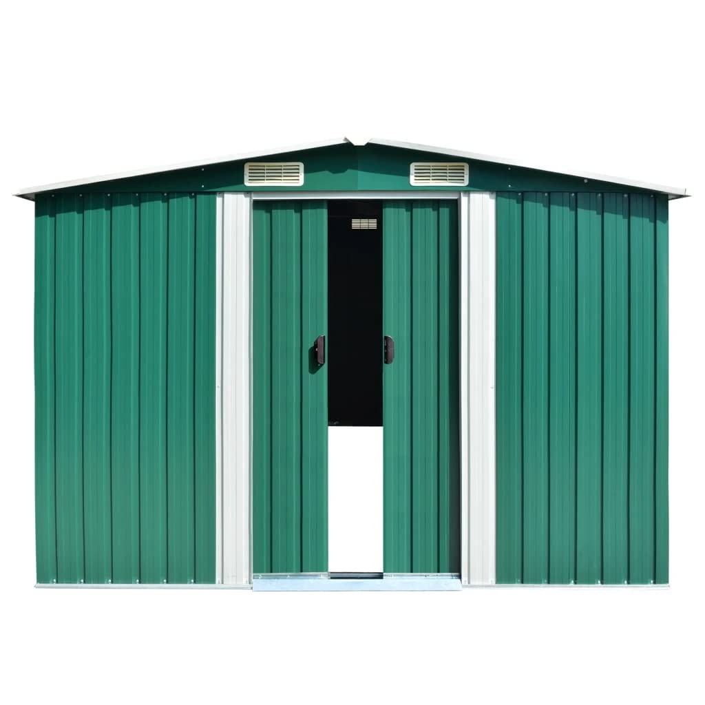 vidaXL Outdoor Storage Shed, Garden Shed, Metal Storage Shed, Backyard Shed for Patio Lawn Bicycles Gardening Tools Lawn Mowers, Gray