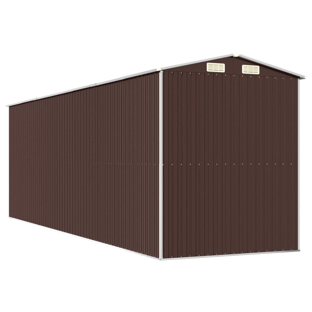 GOLINPEILO Abri de jardin extérieur en métal, grand hangar à outils utilitaire en acier, abri de jardin en acier avec doubles portes coulissantes, rangement utilitaire et outils, marron foncé 75,6"x238,6"x87,8" 75,6"x238,6"x87,8" 