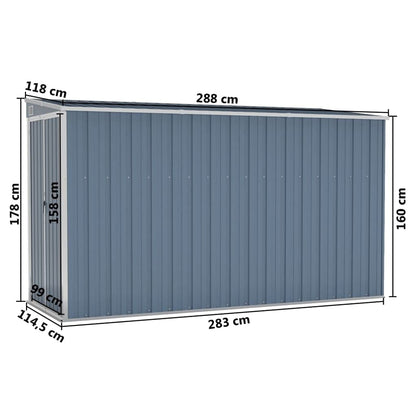 GOLINPEILO Wall-Mounted Metal Outdoor Garden Storage Shed, Steel Utility Tool Shed Storage House, Steel Yard Shed with Double Sliding Doors, Utility and Tool Storage, Gray 46.5"x113.4"x70.1" 46.5"x113.4"x70.1"(Wall-mounted)