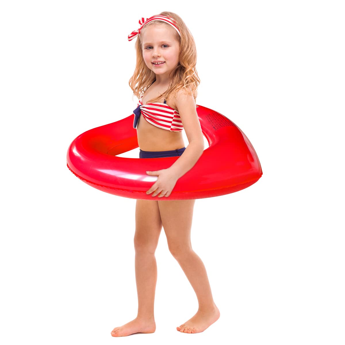 SUNSHINE-MALL Anneaux de Bain Gonflables, Tube de Chaises Longues Flotteur de Piscine en Forme de Coeur, Jouets de Fête de Plage pour Enfants, Adultes Petit Rouge