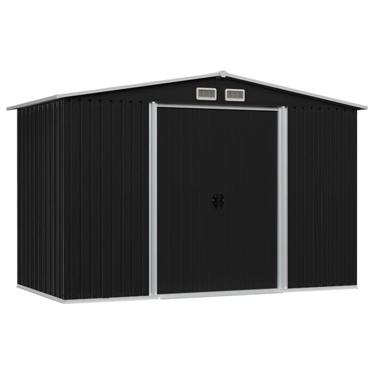 GOLINPEILO Metal Outdoor Garden Storage Shed, 101.2" x 80.7" x 70.1" Steel Utility Tool Shed Storage House, Steel Yard Shed with Double Sliding Doors, Utility and Tool Storage for Garden,Anthracite 101.2" x 80.7" x 70.1" Anthracite