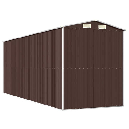 GOLINPEILO Abri de jardin extérieur en métal, grand hangar à outils utilitaire en acier, abri de jardin en acier avec doubles portes coulissantes, rangement utilitaire et outils, marron foncé 75,6"x205,9"x87,8" 75,6"x205,9"x87,8" 