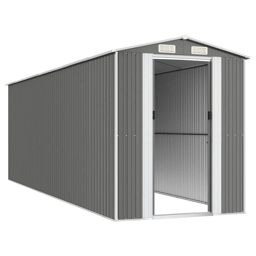 GOLINPEILO Metal Outdoor Garden Storage Shed, Large Steel Utility Tool Shed Storage House, Steel Yard Shed with Double Sliding Doors, Utility and Tool Storage, Light Gray 75.6"x238.6"x87.8" 75.6"x238.6"x87.8"