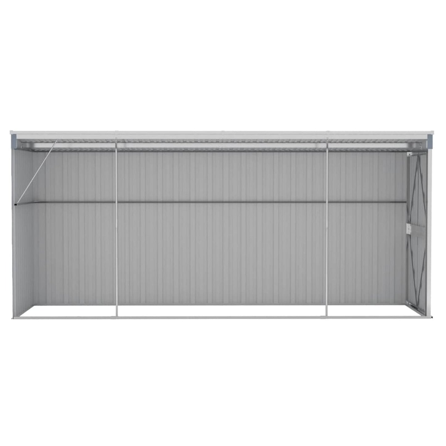 Gecheer Abri de jardin mural gris 46,5"x150,4"x70,1" en acier, abri de rangement extérieur avec porte en acier galvanisé, maison de rangement pour jardin, patio, pelouse 46,5 x 150,4 x 70,1 