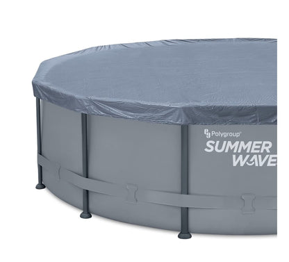 SUMMER WAVES Piscine grise Elite Frame de 14 pieds avec pompe de filtration, couverture et échelle