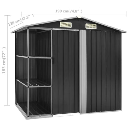 GOLINPEILO Metal Outdoor Garden Storage Shed with Rack, 80.7" x 51.2" x 72" Steel Utility Tool Shed Storage House, Steel Yard Shed, Utility and Tool Storage for Garden, Patio, Outdoor Use, Anthracite 80.7" x 51.2" x 72"