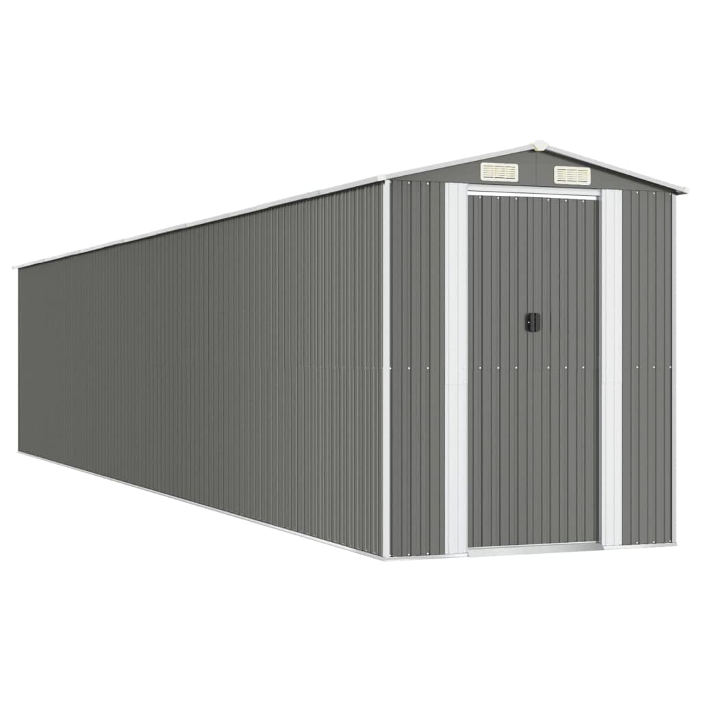 GOLINPEILO Abri de jardin extérieur en métal, grand hangar à outils utilitaire en acier, abri de jardin en acier avec doubles portes coulissantes, rangement utilitaire et outils, gris clair 75,6"x402"x87,8" 75,6"x402"x87,8" 