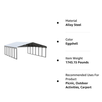 Abri d'auto Arrow, 20 pi x 29 pi x 9 pi Coquille d'oeuf 20' x 29' x 9' 