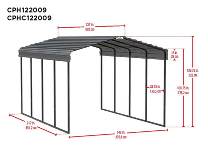 Abri d'auto Arrow, 12 pi x 20 pi x 9 pi Coquille d'oeuf 12' x 20' x 9' 