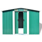 CHARMMA Outdoor Garden Storage Shed with Sliding Doors and Vents Galvanized Steel Outdoor Tool Shed Pool Supplies Organizer Green for Patio, Backyard, Lawn 9'x7'x6'(W x D x H) 101.2"x80.7"x70.1"