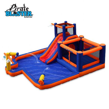 Blast Zone Pirate Blaster - Parc aquatique gonflable avec souffleur - Grand - Toboggan - Mur d'escalade - Bounce House - Tunnel