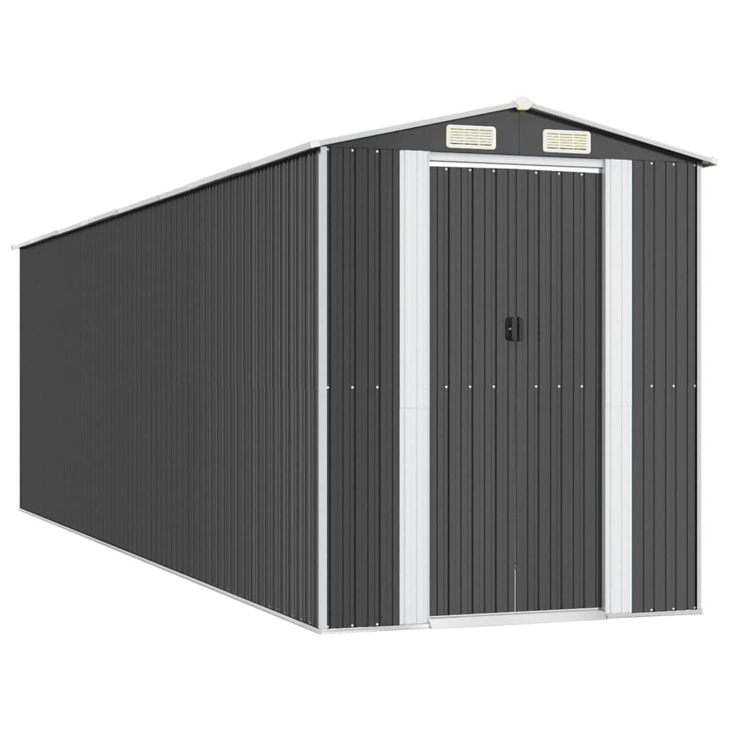 GOLINPEILO Abri de jardin extérieur en métal, grand hangar à outils utilitaire en acier, abri de jardin en acier avec doubles portes coulissantes, rangement utilitaire et outils, anthracite 75,6"x271,3"x87,8" 75,6"x271,3"x87,8" 