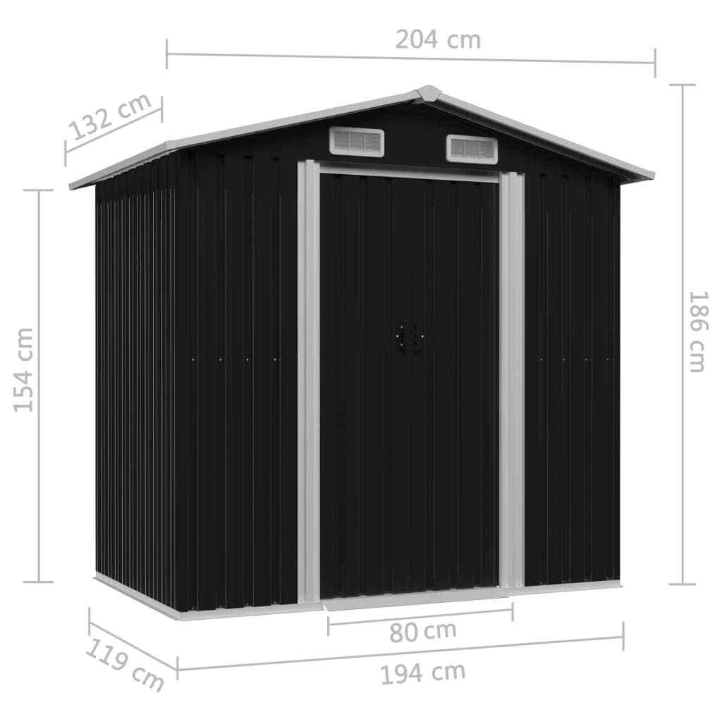 GOLINPEILO Metal Outdoor Garden Storage Shed, 80.3" x 52" x 73.2" Steel Utility Tool Shed Storage House, Steel Yard Shed with Double Sliding Doors, Utility and Tool Storage for Garden,Anthracite 80.3" x 52" x 73.2" Anthracite