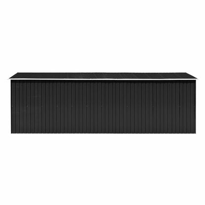 Bopdu Abri de jardin avec grille d'aération, abri de rangement extérieur en acier galvanisé avec porte pour jardin, terrasse, pelouse, 101,2" x 228,3" x 71,3", métal anthracite 101,2 x 228,4 x 71,3 