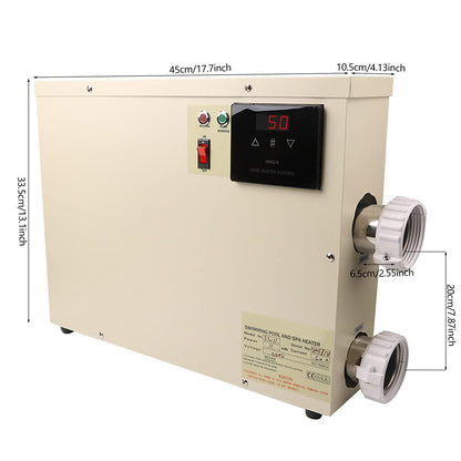 ExGizmo 11KW 240V Chauffe-Eau Électrique Thermostat Piscine Chauffe-SPA Bain à Remous pour Piscine Hors Sol Creusée Pompe de Chauffage de Bain à Remous avec Affichage Numérique Contrôle d'Écran Tactile Blanc(11KW 240V) 