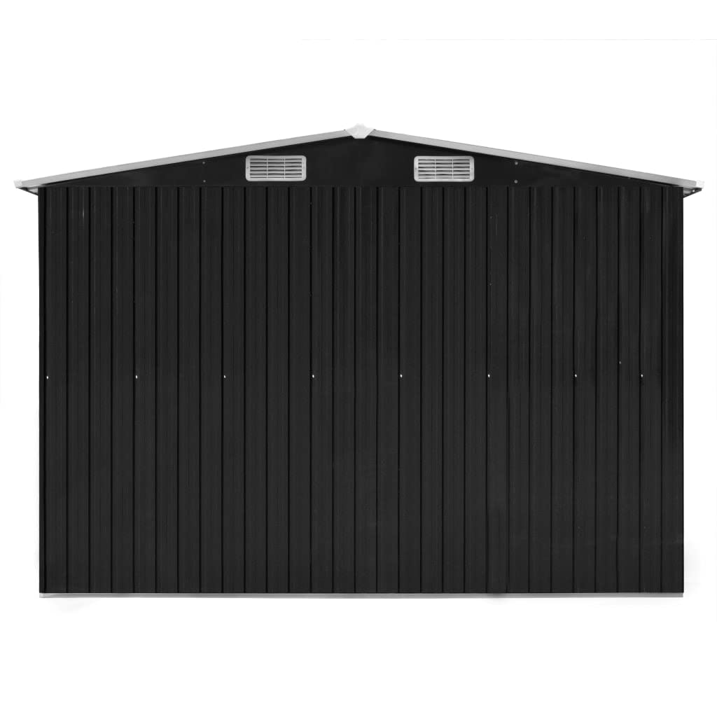 GOLINPEILO Large Outdoor Garden Shed with Sliding Doors and Vents Galvanized Steel Outdoor Tool Shed Pool Supplies Organizer Outside Shed for Backyard Yard Lawn Mower 101.2"x389.8"x71.3" Anthracite 101.2"x389.8"x71.3"