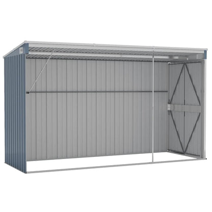 GOLINPEILO Wall-Mounted Metal Outdoor Garden Storage Shed, Steel Utility Tool Shed Storage House, Steel Yard Shed with Double Sliding Doors, Utility and Tool Storage, Gray 46.5"x113.4"x70.1" 46.5"x113.4"x70.1"(Wall-mounted)