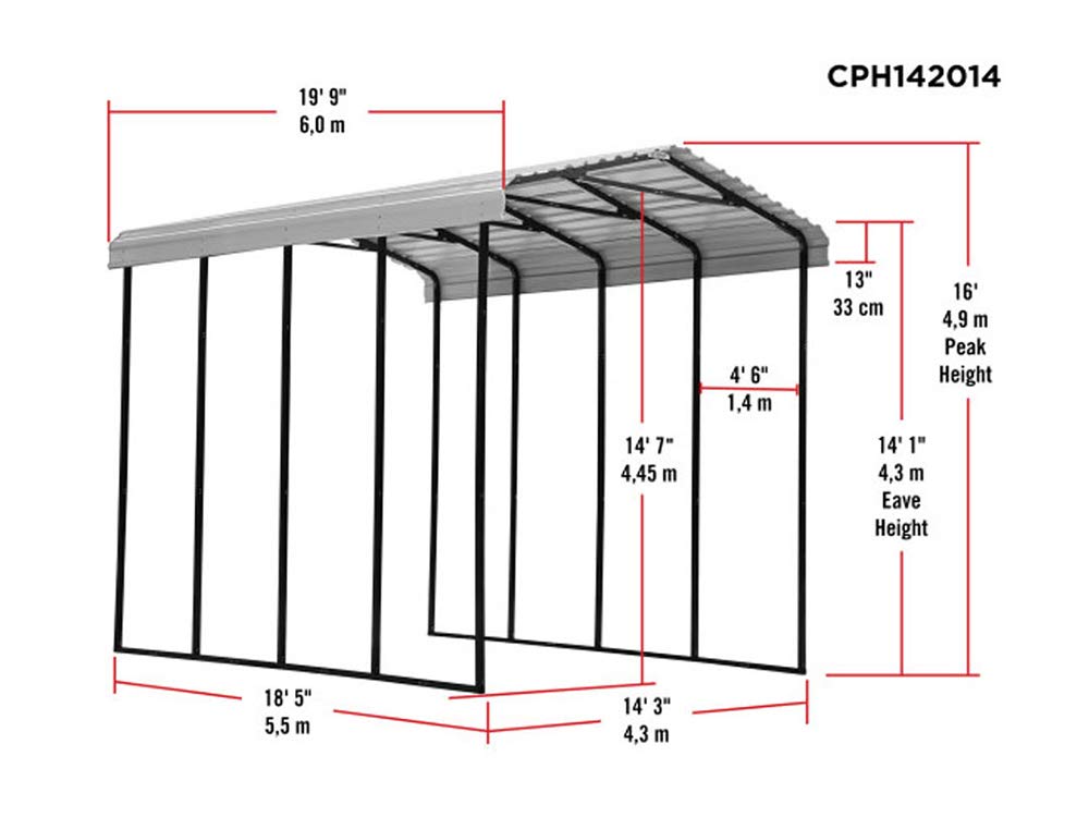 Abri d'auto Arrow, 14 pi x 20 pi x 14 pi Coquille d'oeuf 14' x 20' x 14' 