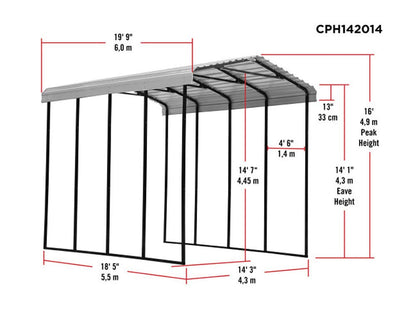 Abri d'auto Arrow, 14 pi x 20 pi x 14 pi Coquille d'oeuf 14' x 20' x 14' 