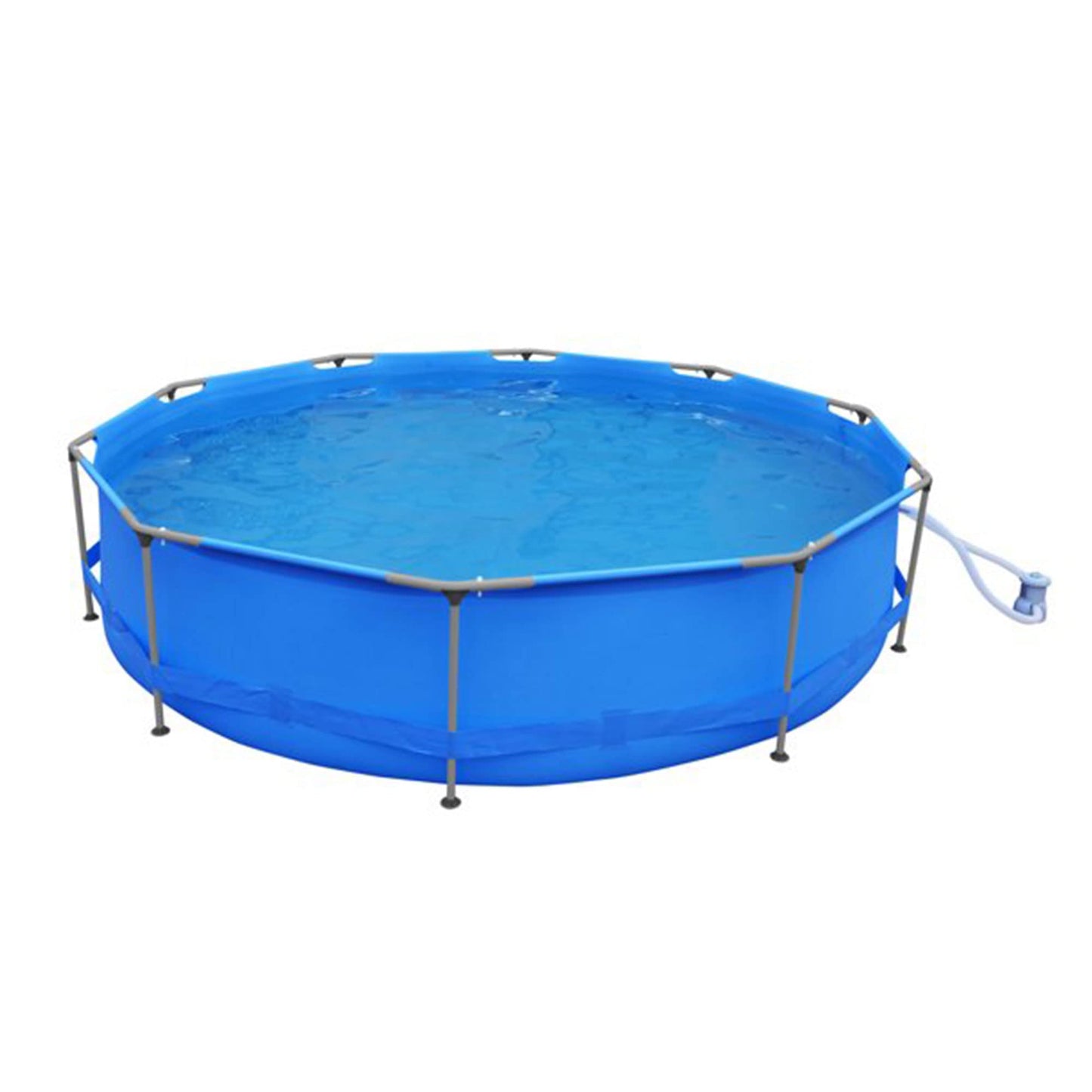 Avenli Frame Round 12 Foot Wide 30 in Tall 1,136 Gallon Easy Assembly Swimming Pool with Simple Quick Connection Filter Pump and Rust Resisting Frame 12' x 30' Blue